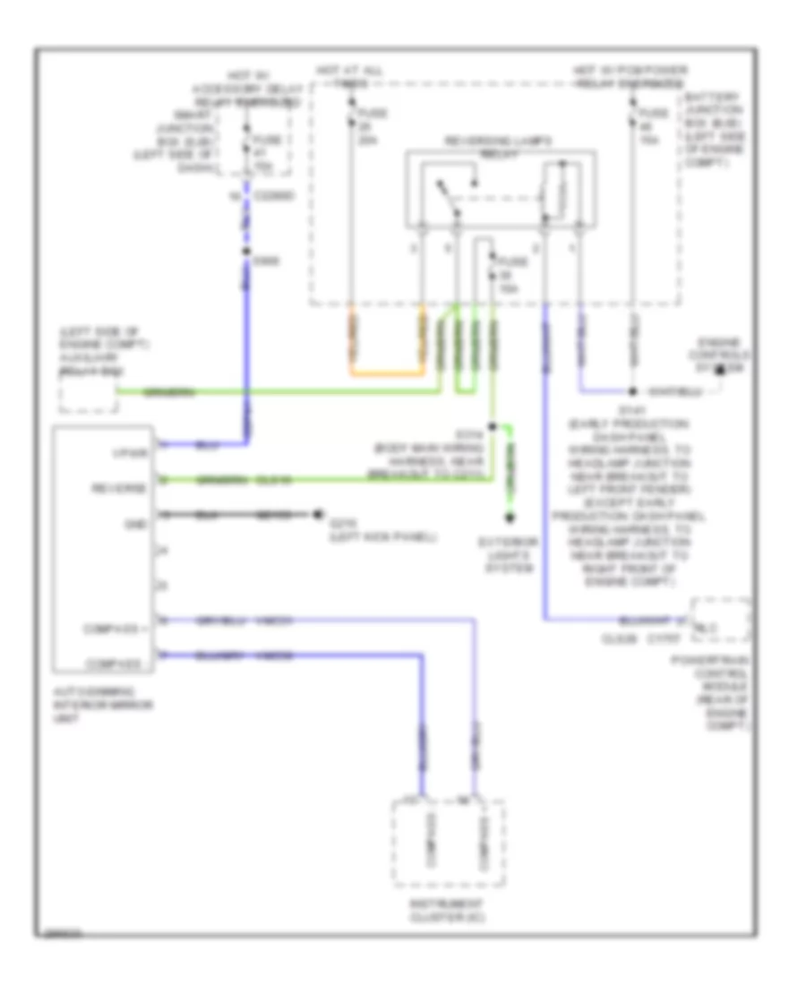 Electrochromic Mirror Wiring Diagram, without Microphone for Ford Flex Limited 2009