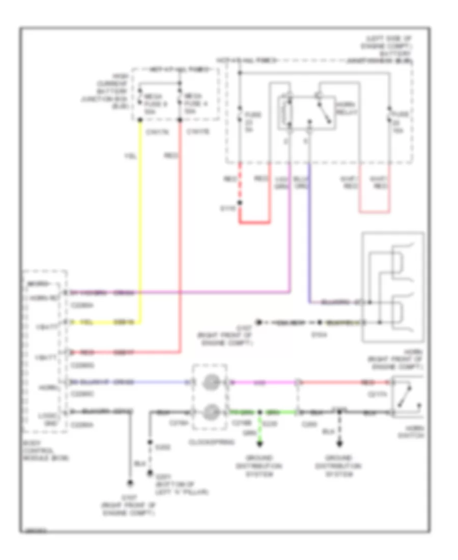 Horn Wiring Diagram, Except Electric for Ford Focus Electric 2013