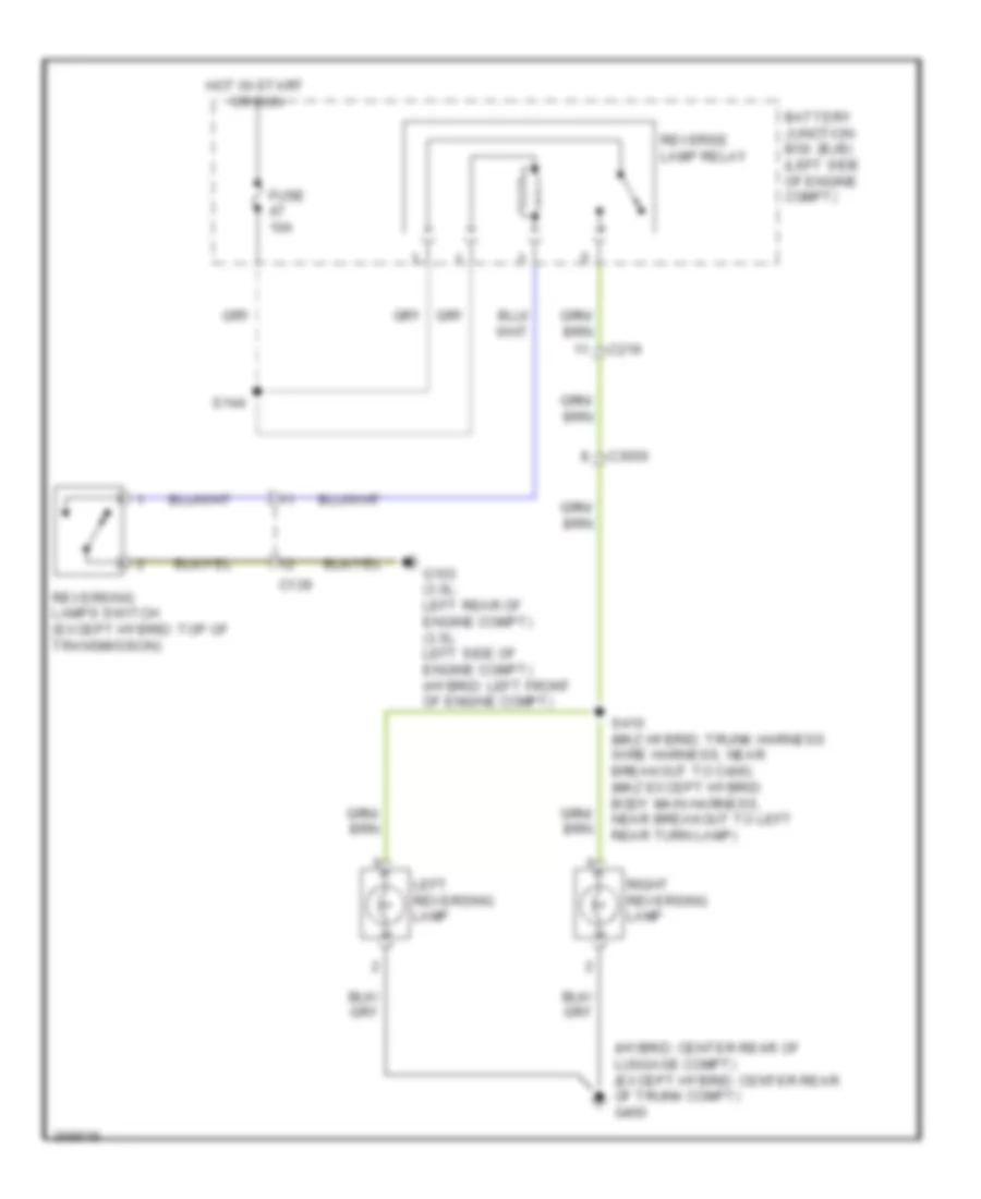 Backup Lamps Wiring Diagram, MT for Ford Fusion SE 2012