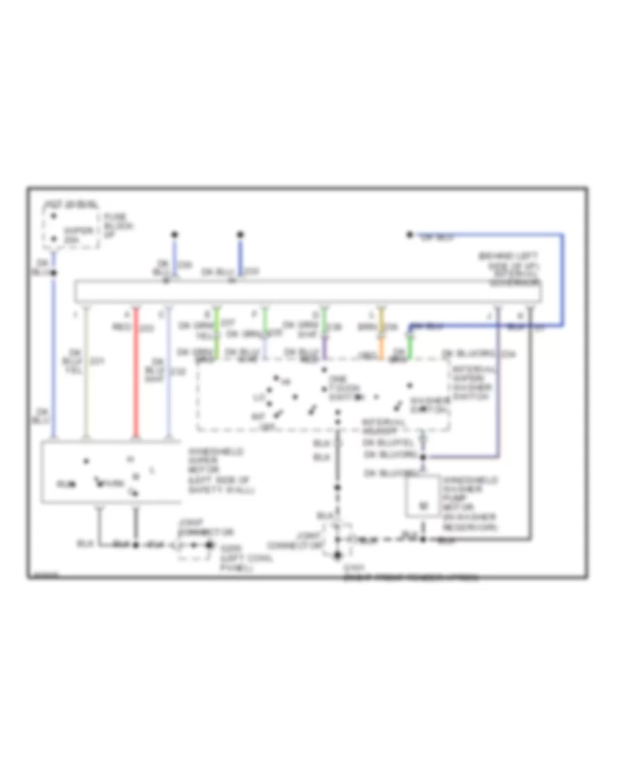 Электросхема стеклоочистителя, дворников и омывателя Интервала для Ford Escort LX-E 1992