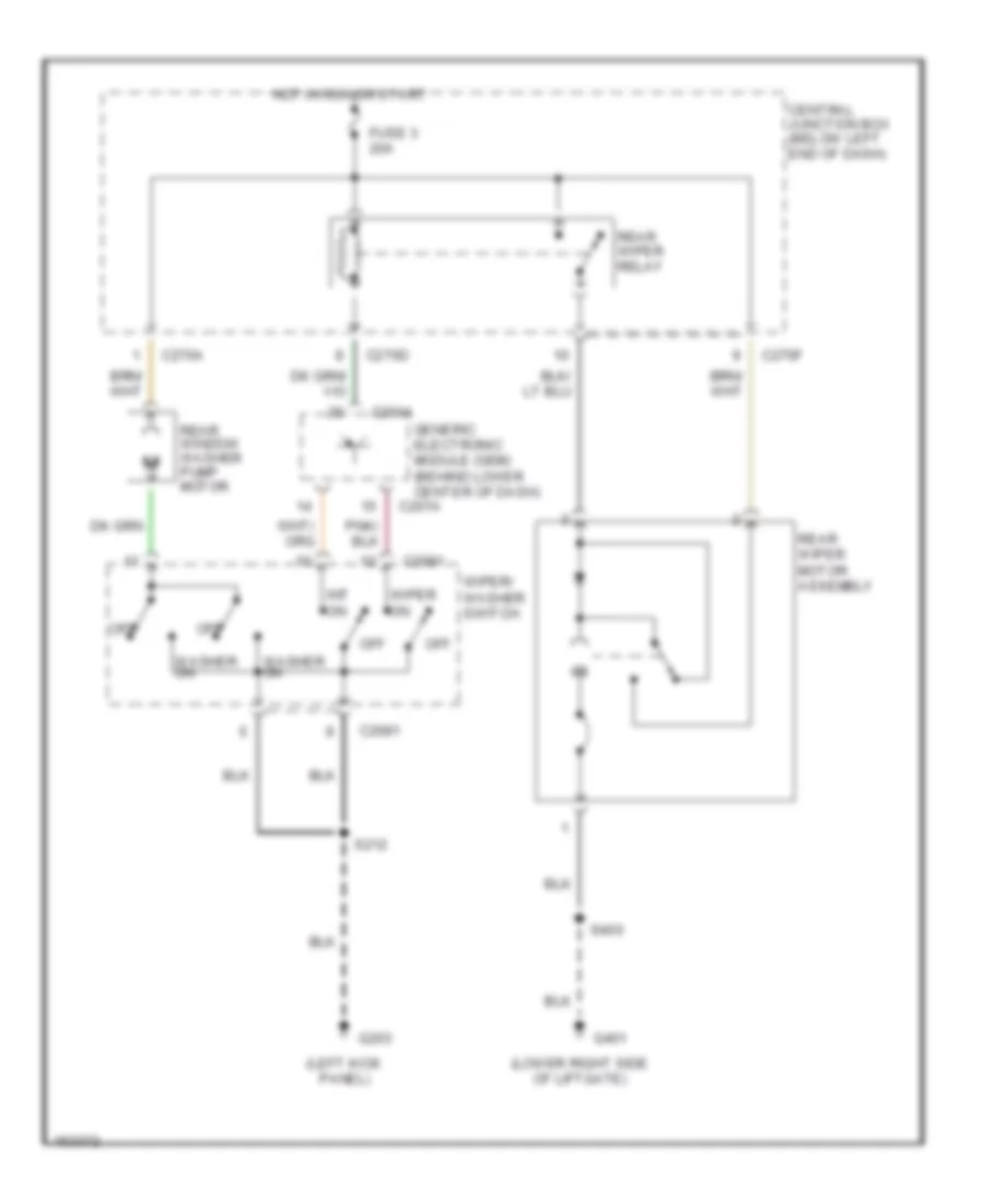 Rear WiperWasher Wiring Diagram for Ford Escape 2002