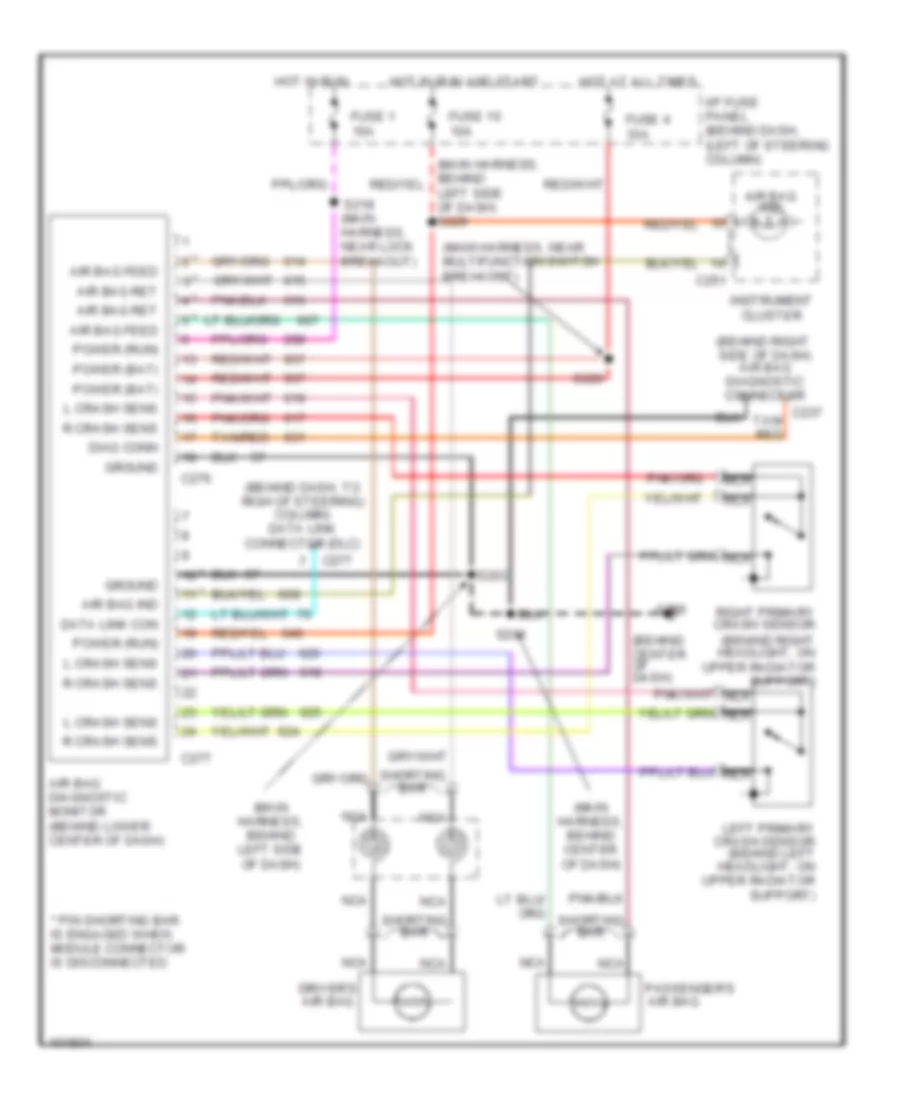 Supplemental Restraint Wiring Diagram for Ford Mustang 1998