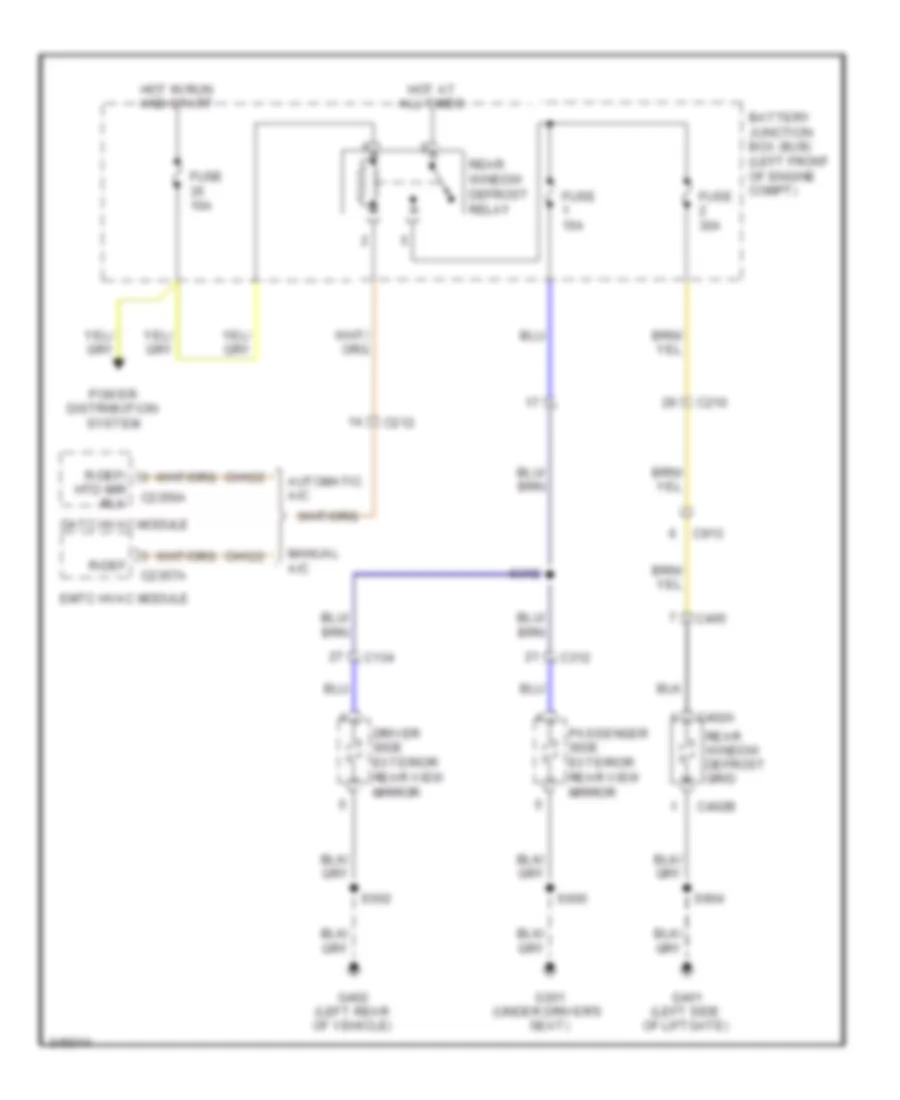 Defoggers Wiring Diagram Except Hybrid for Ford Escape 2011