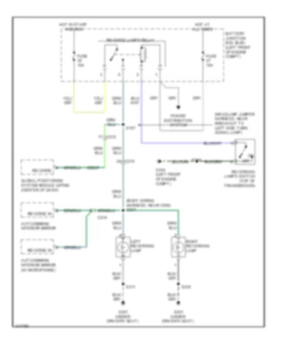 Backup Lamps Wiring Diagram, MT for Ford Escape 2011