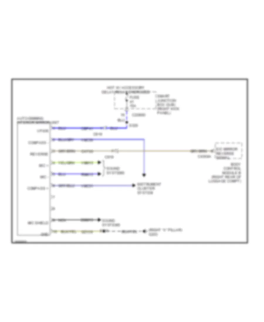 Electrochromic Mirror Wiring Diagram, without Rear View Camera for Ford Mustang Boss 302 2012