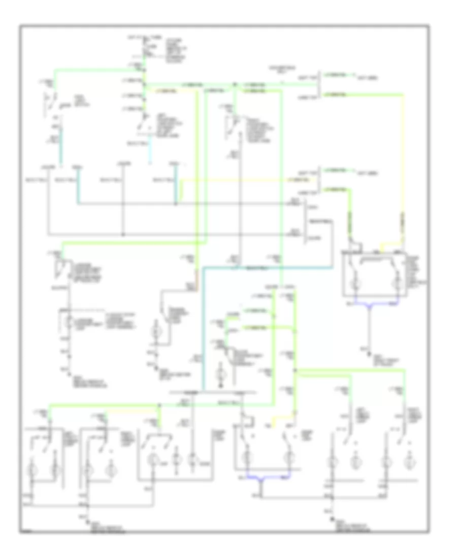 Courtesy Lamps Wiring Diagram, without RemoteKeyless Entry for Ford Mustang 1996