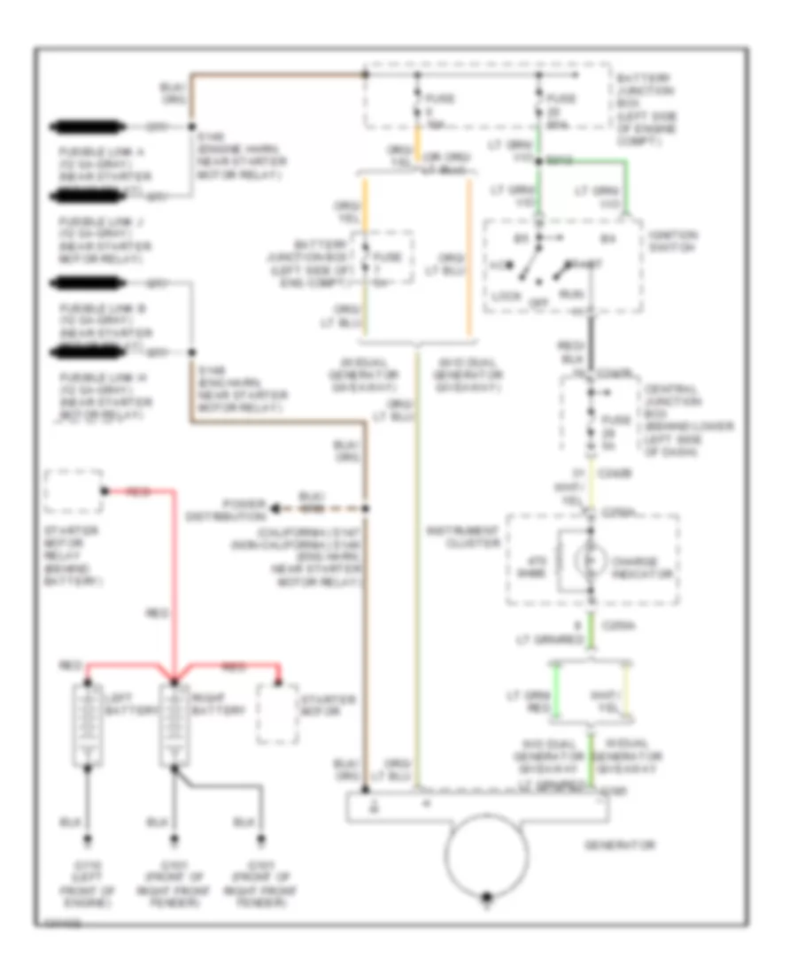 7.3L Diesel, Charging Wiring Diagram, without Dual Generators for Ford Excursion 2000