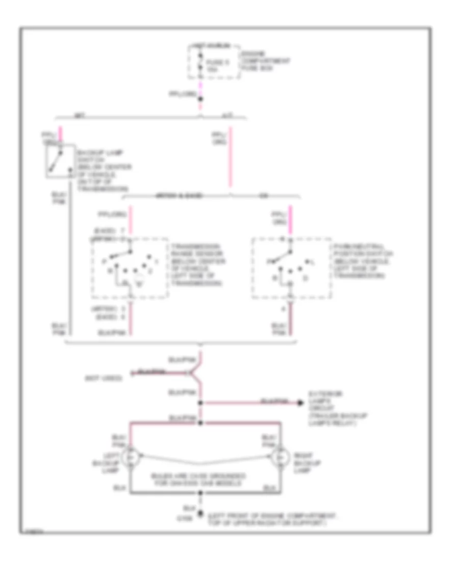 Back up Lamps Wiring Diagram for Ford Pickup F150 1996
