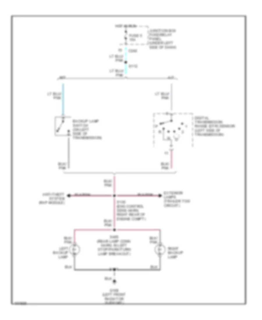 Backup Lamps Wiring Diagram for Ford Pickup F250 1998