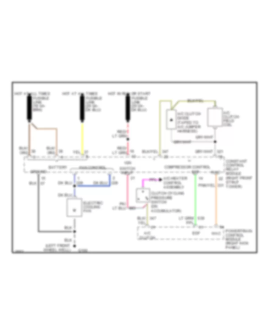 2.3L, Cooling Fan Wiring Diagram for Ford Mustang LX 1992