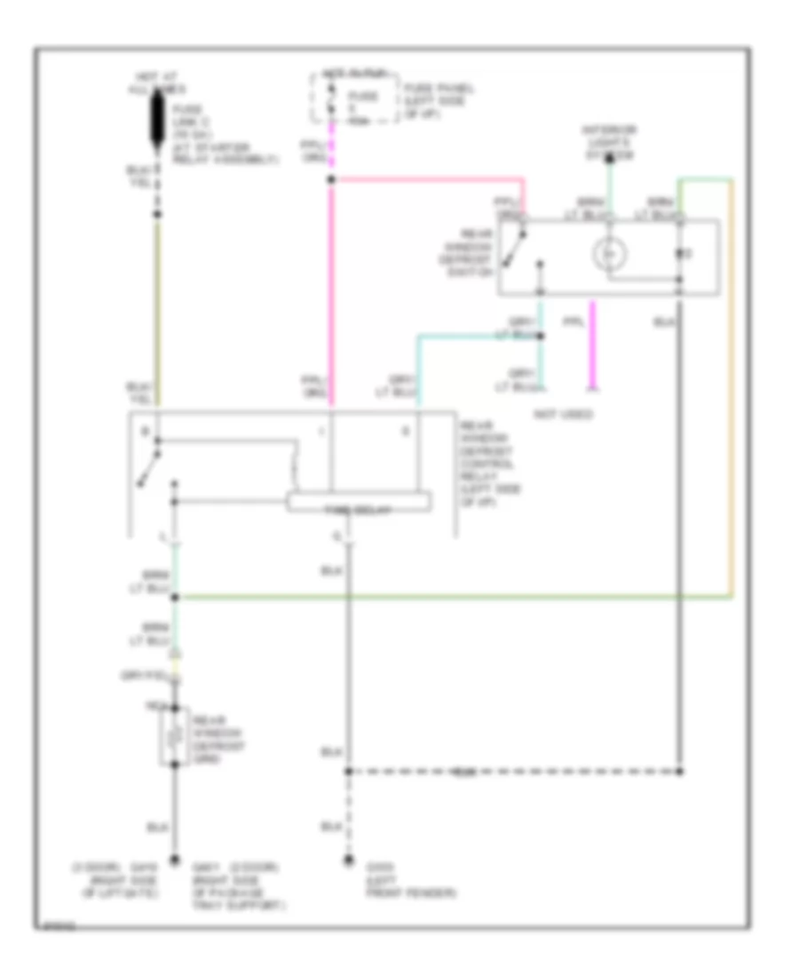 Defogger Wiring Diagram for Ford Mustang LX 1992