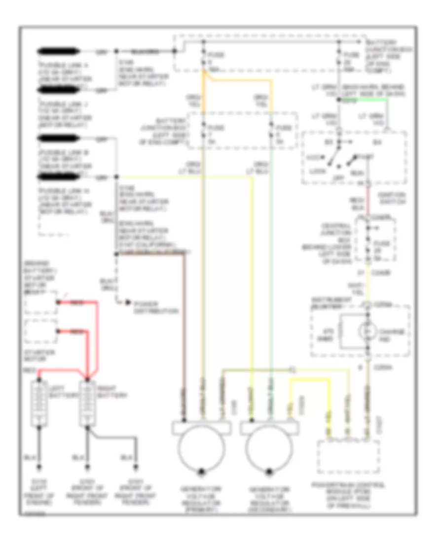 7.3L Diesel, Charging Wiring Diagram, with Dual Generators for Ford F450 Super Duty 2000