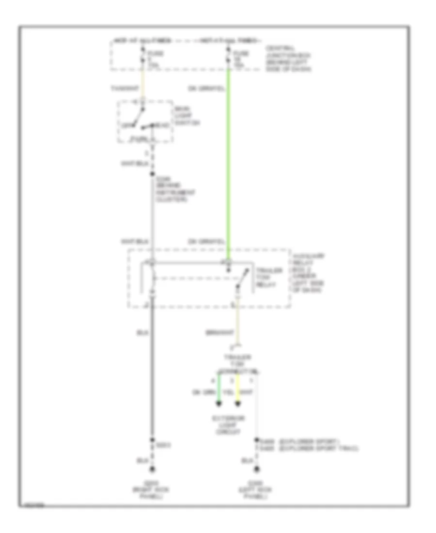 Trailer Tow Wiring Diagram Late Production without Convenience Group for Ford Explorer Sport 2002