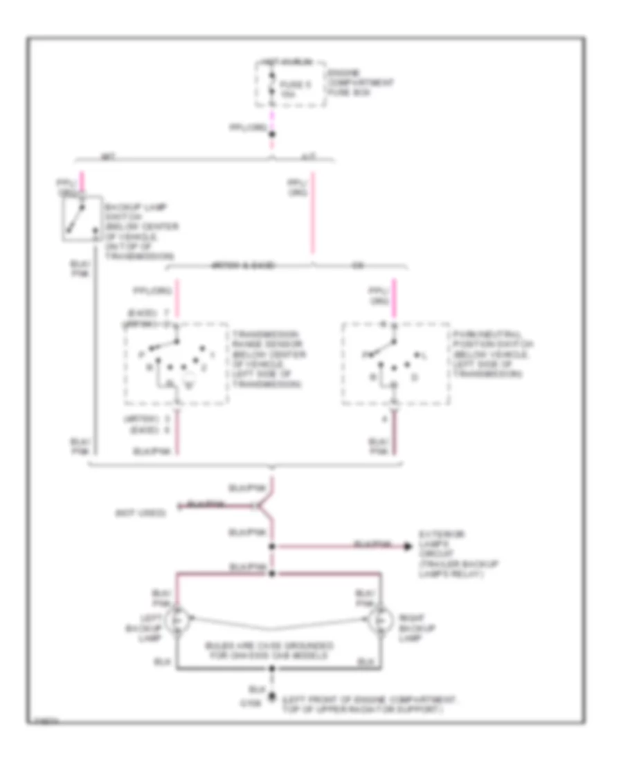 Back-up Lamps Wiring Diagram for Ford Pickup F250 1996