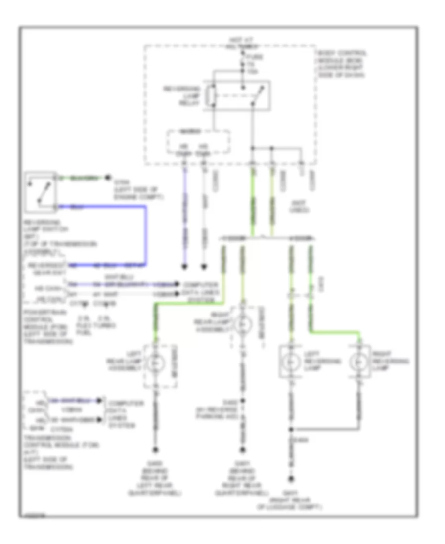 Backup Lamps Wiring Diagram, Except Electric for Ford Focus Electric 2014
