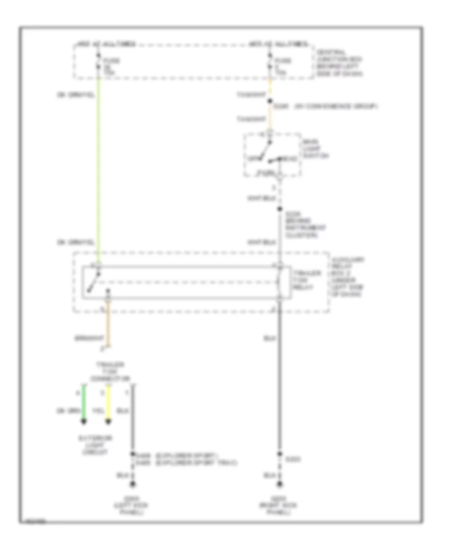 Trailer Tow Wiring Diagram Early Production for Ford Explorer Sport Trac 2002