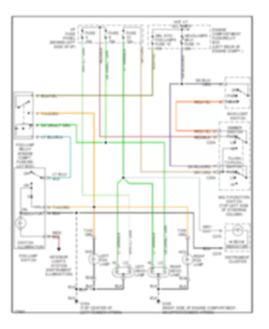 Headlight Wiring Diagram, without DRL for Ford Ranger 1996