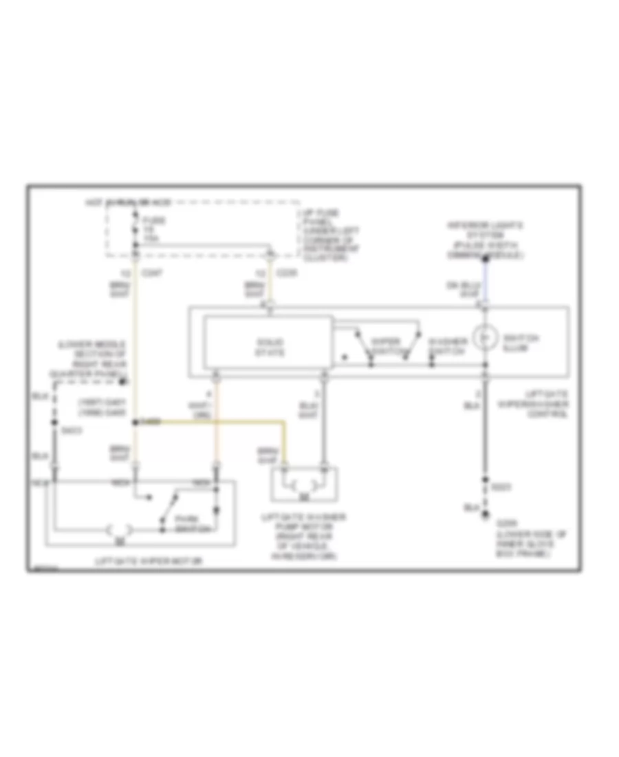 Электросхема заднего стеклоочистителя дворника и омывателя для Ford Taurus SE 1998