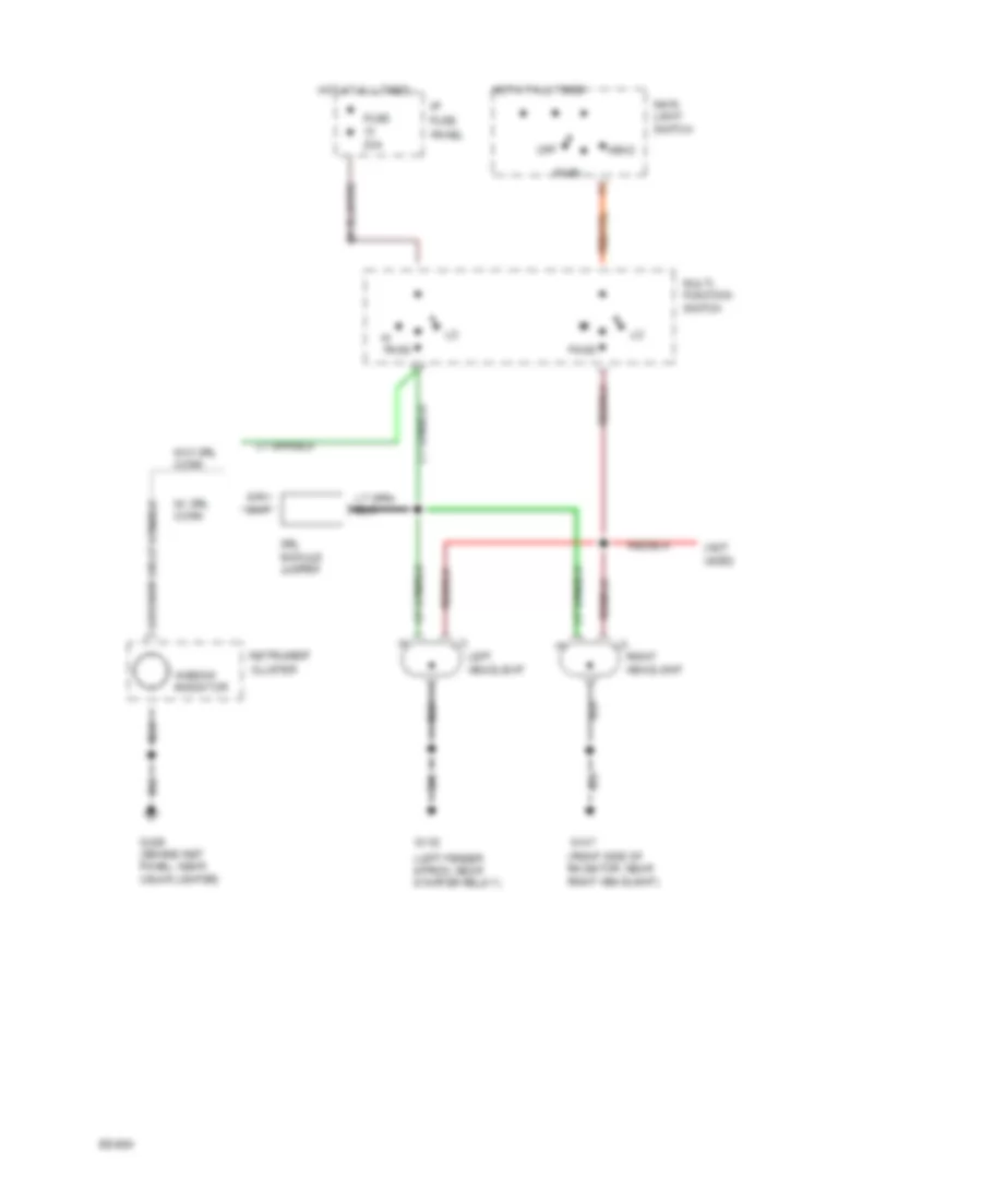 Headlamps Wiring Diagram, without DRL for Ford Tempo GL 1994