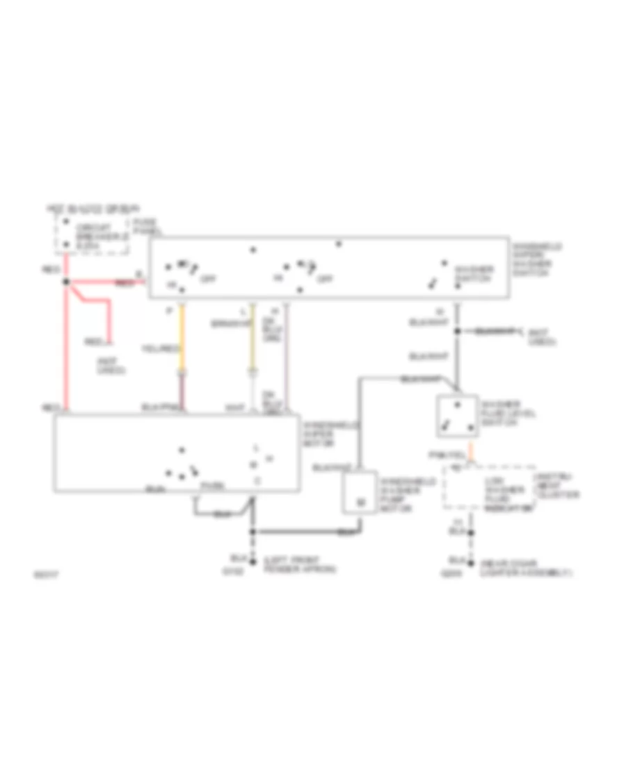 Электросхема стеклоочистителя, дворников и омывателя С 2 скоростями для Ford Tempo GL 1994