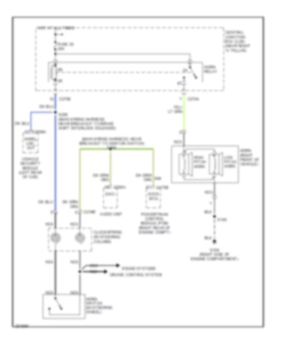 Horn Wiring Diagram for Ford Pickup F250 Super Duty 2007