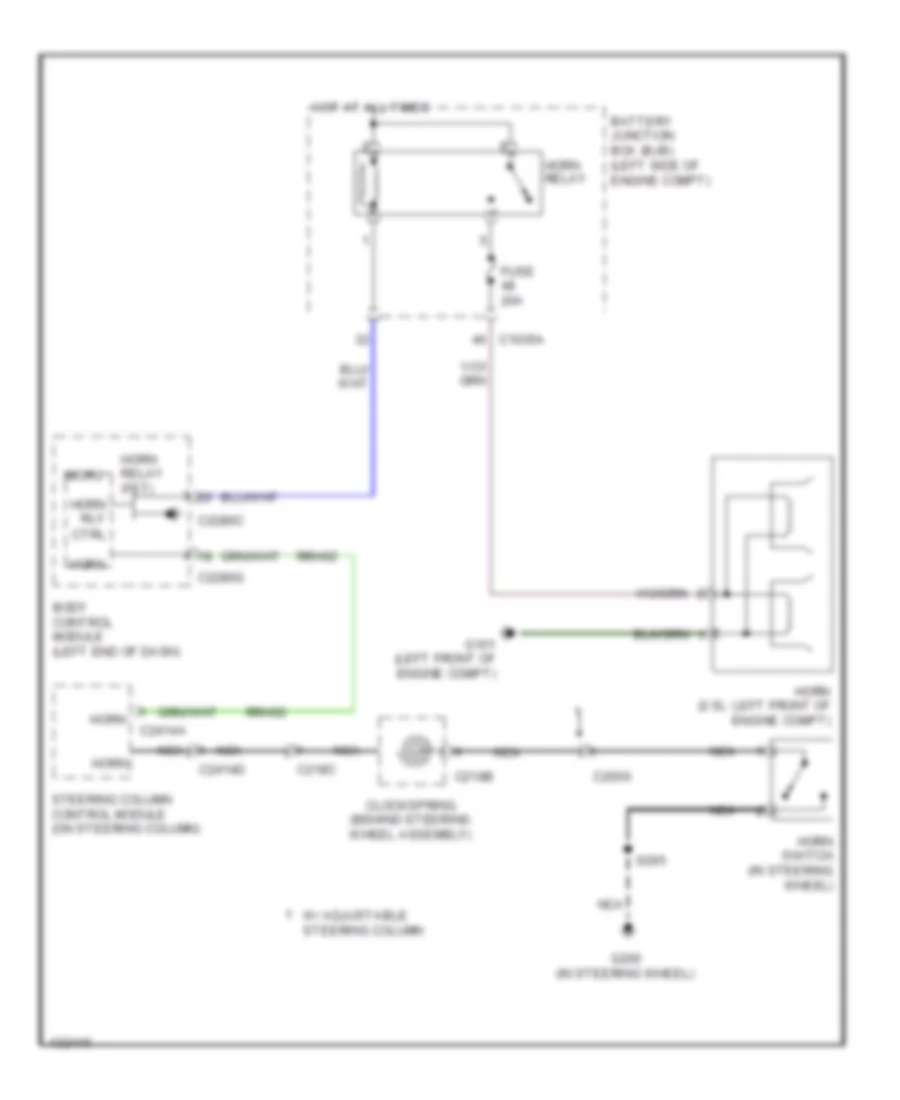 Horn Wiring Diagram Except Hybrid for Ford Fusion SE 2014