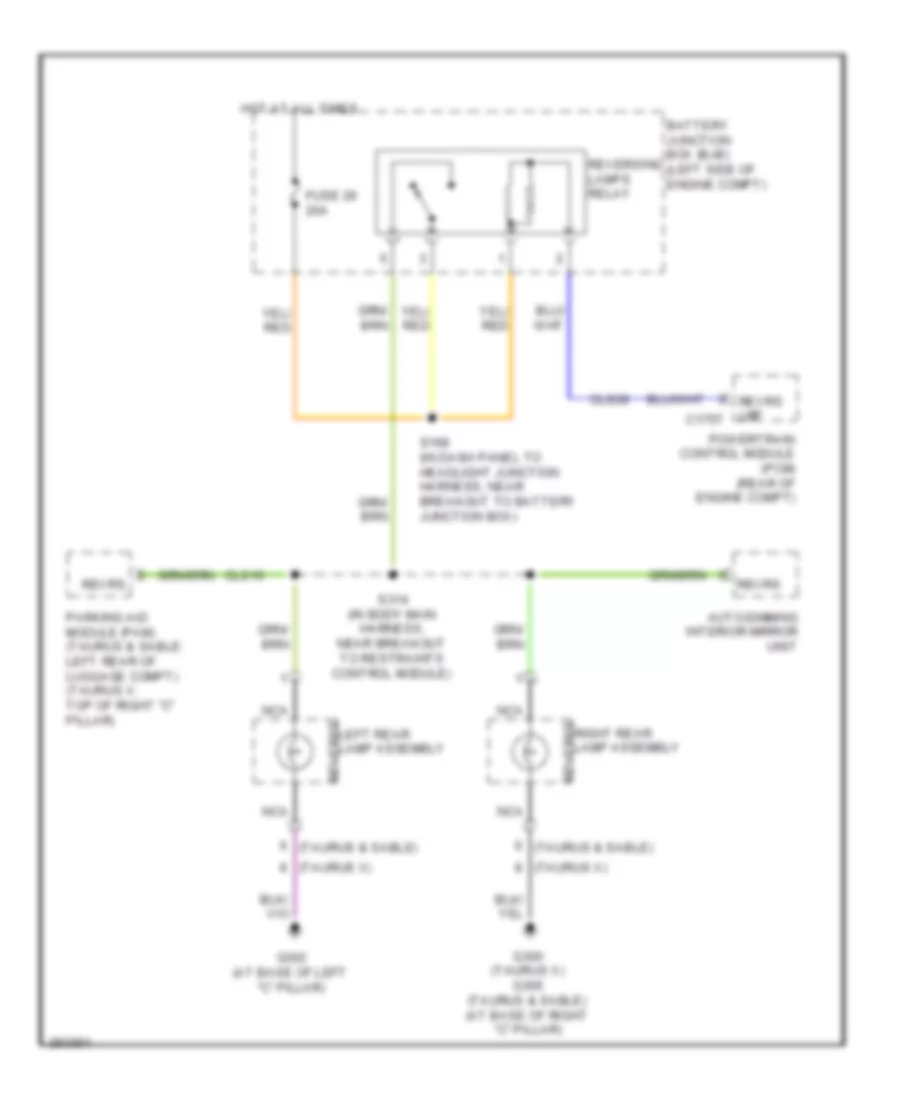 Back up Lamps Wiring Diagram for Ford Taurus SEL 2008