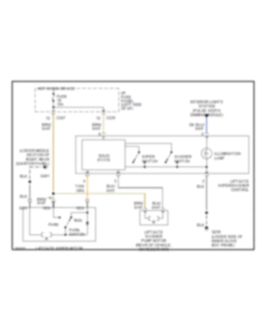 Электросхема заднего стеклоочистителя дворника и омывателя для Ford Taurus SHO 1996