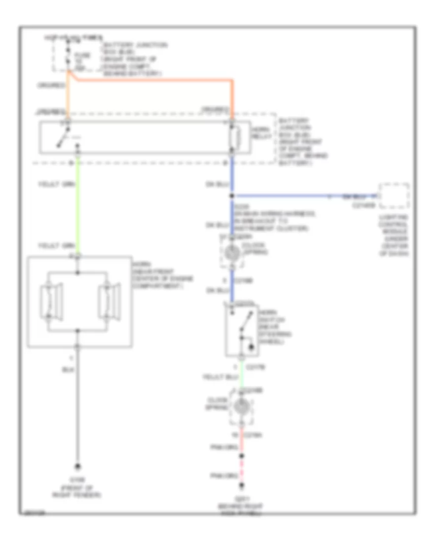 Horn Wiring Diagram, without Police for Ford Crown Victoria 2009