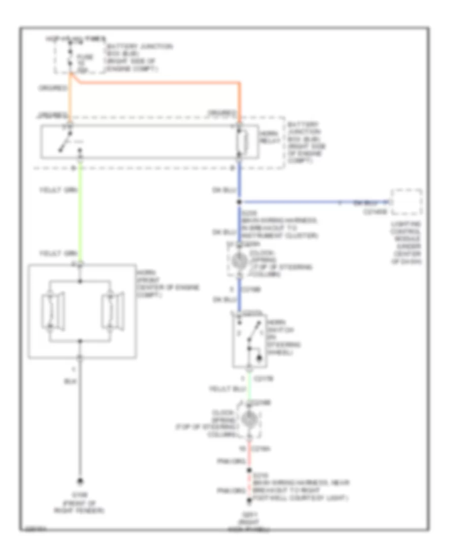 Horn Wiring Diagram, without Police for Ford Crown Victoria 2010