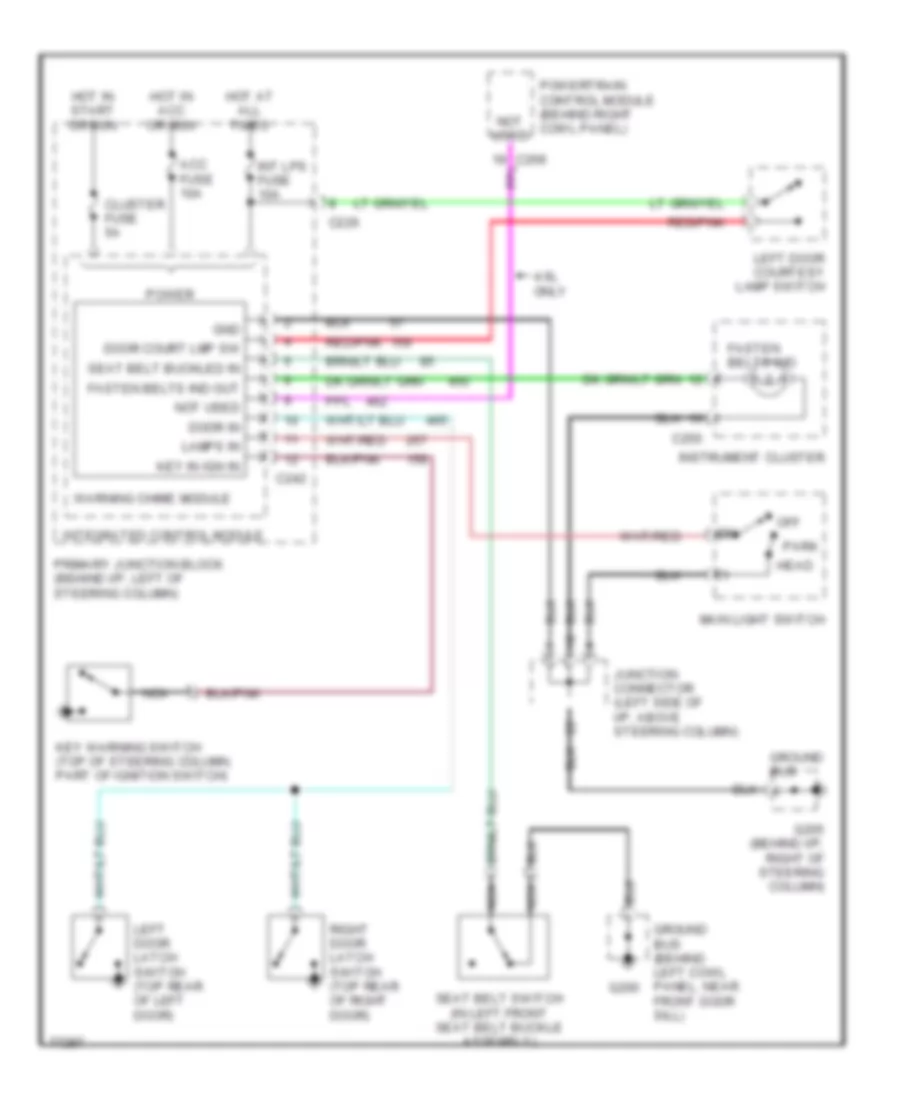 Warning System Wiring Diagrams for Ford Thunderbird LX 1996