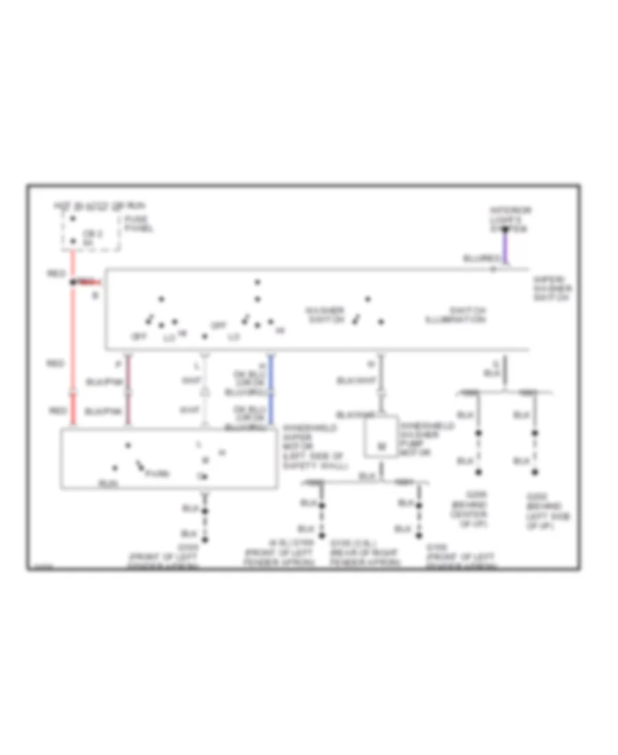 Электросхема стеклоочистителя, дворников и омывателя С 2 скоростями для Ford Aerostar 1990