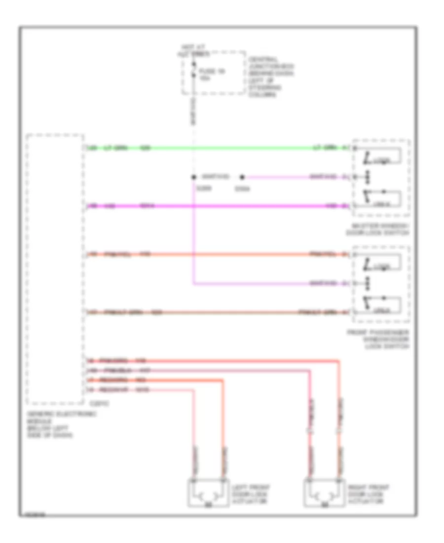 Power Door Lock Wiring Diagram, without Keyless Entry for Ford Mustang GT 2002