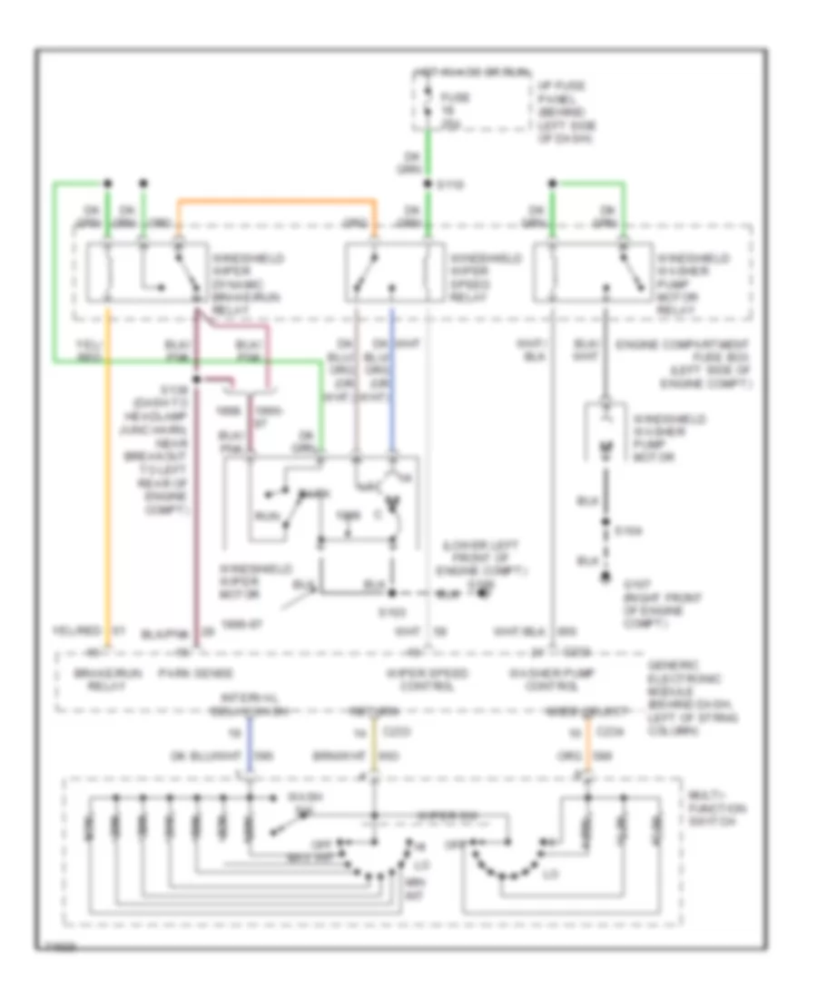 Front Washer Wiper Wiring Diagram for Ford Windstar 1996