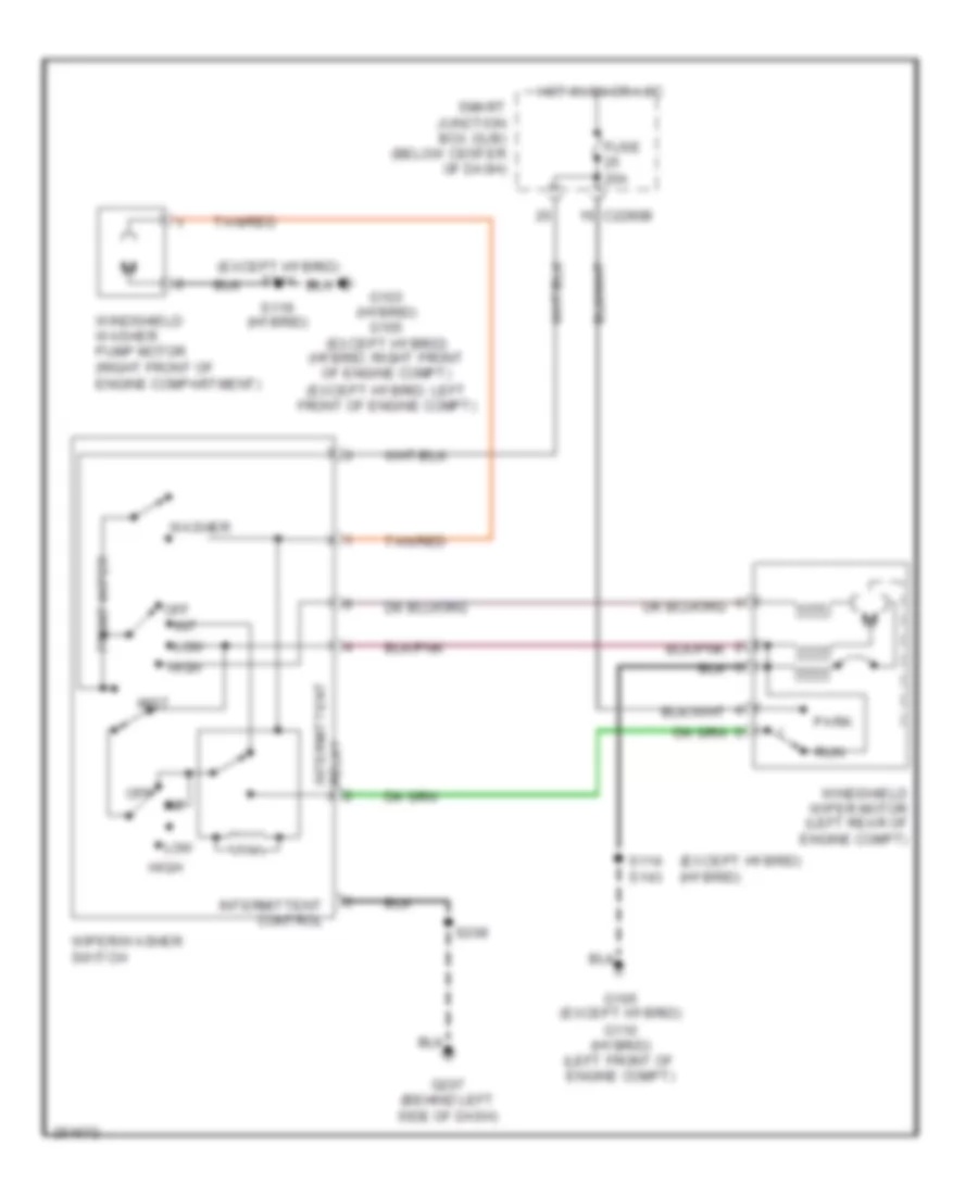 Электросхема передних стеклоочистителей дворников и омывателя лобового стекла для Ford Escape Hybrid 2007