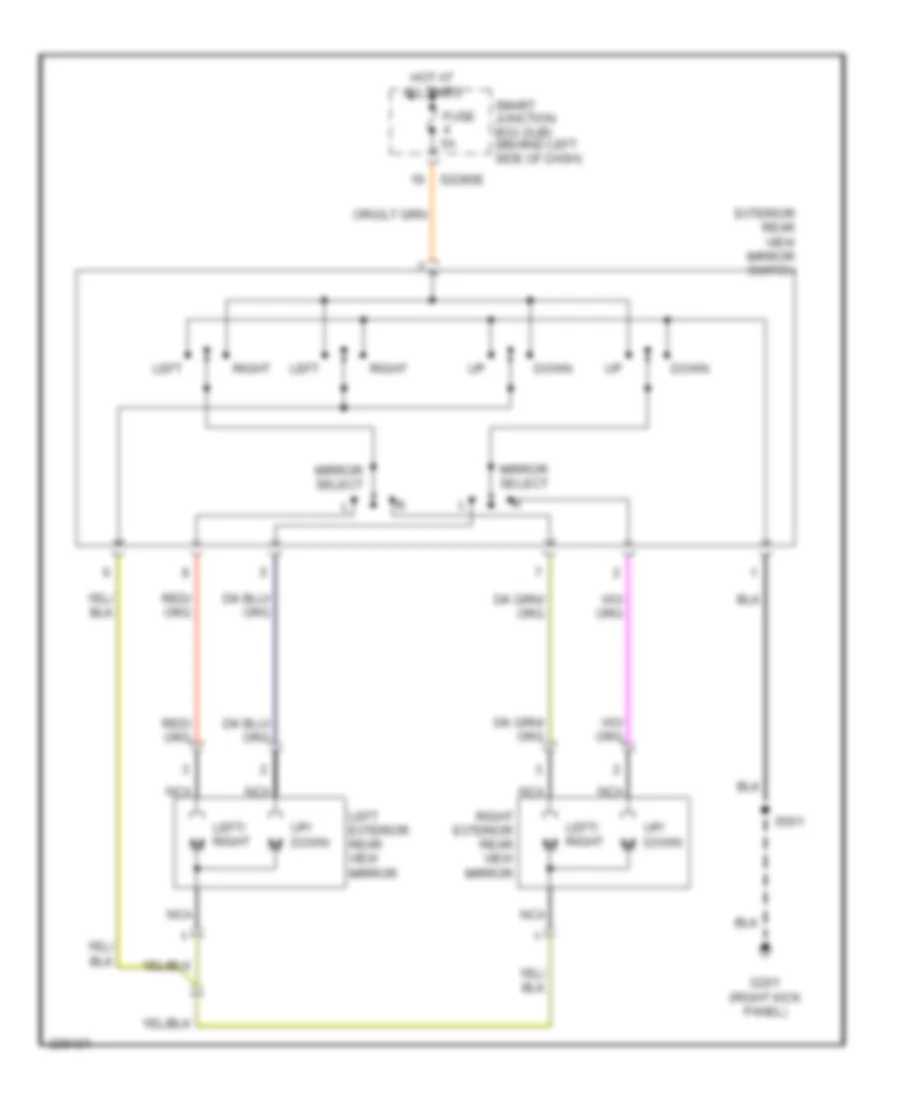 Power Mirrors Wiring Diagram, without Heated Signal Mirrors for Ford Freestar Limited 2007