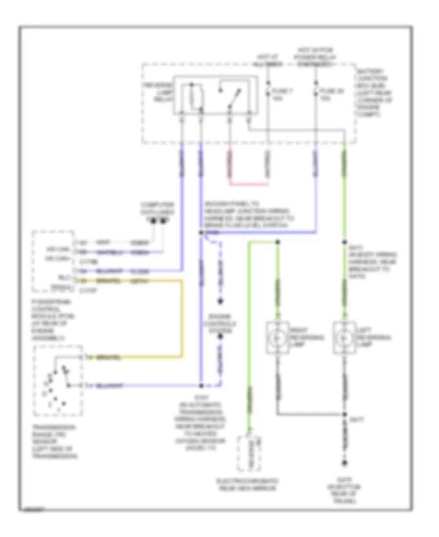 Backup Lamps Wiring Diagram, MT for Ford Focus SES 2008