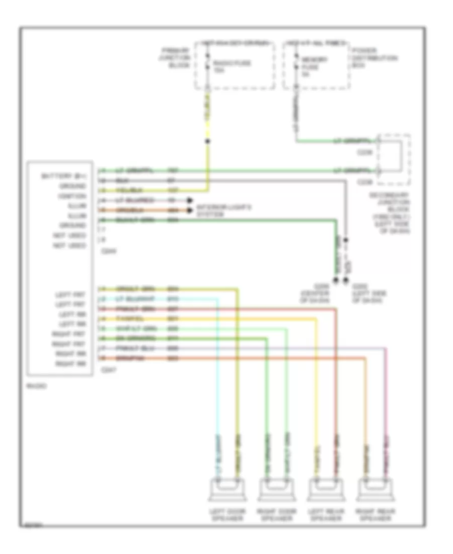 Radio Wiring Diagrams Base Radio for Ford Thunderbird 1992