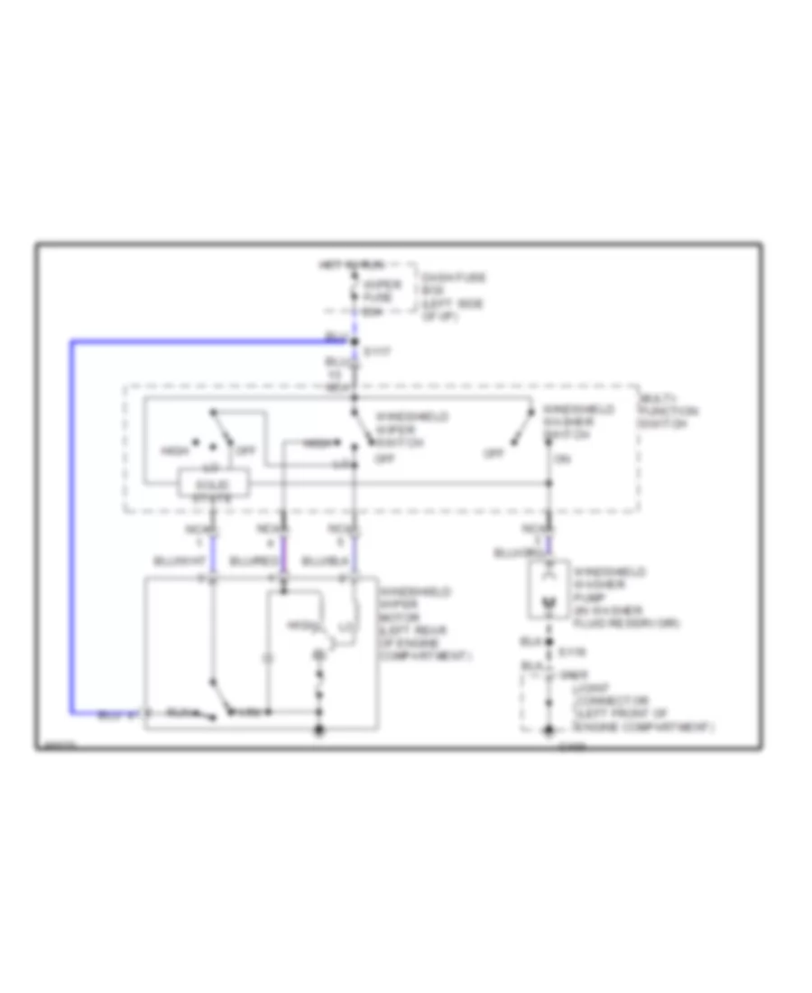 Электросхема стеклоочистителя, дворников и омывателя С 2 скоростями для Ford Aspire 1997