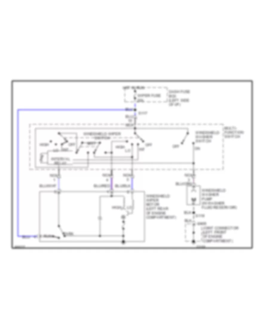 Электросхема стеклоочистителя, дворников и омывателя Интервала для Ford Aspire 1997