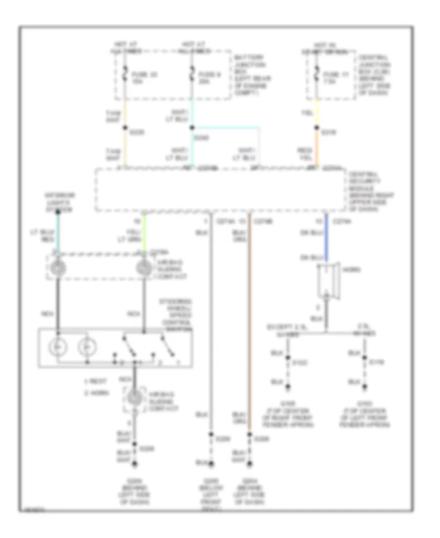 Horn Wiring Diagram with Power Equipment for Ford Ranger 2002