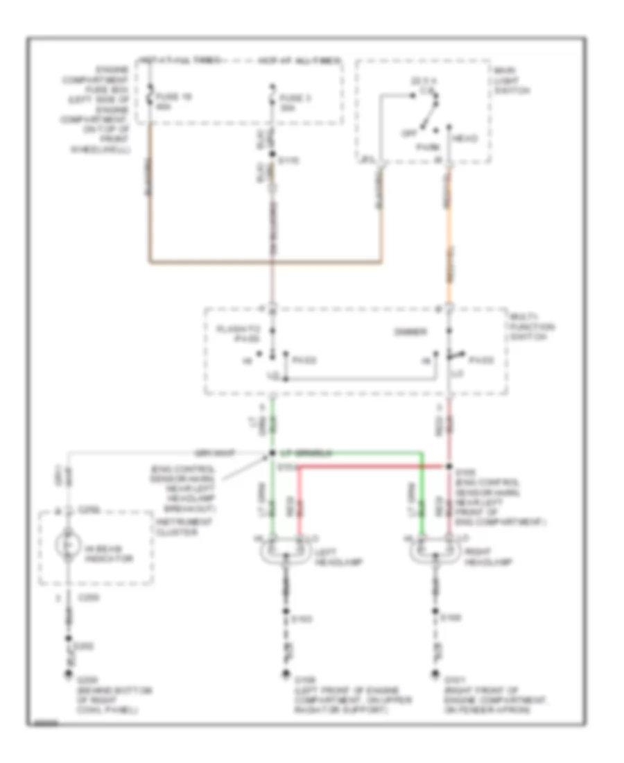 Headlight Wiring Diagram, without DRL for Ford Cab  Chassis F350 1997