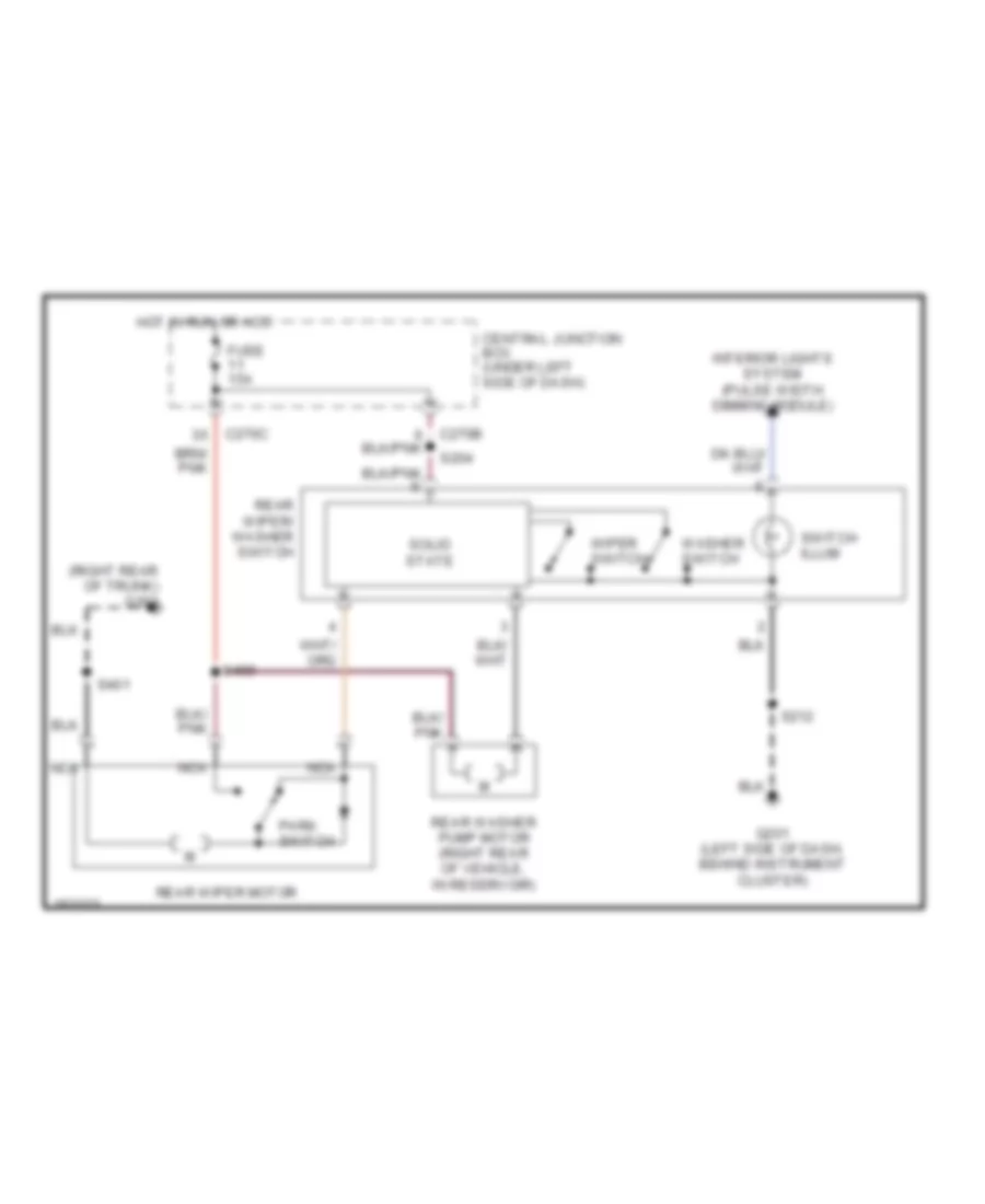 Электросхема заднего стеклоочистителя дворника и омывателя для Ford Taurus SEL 2002