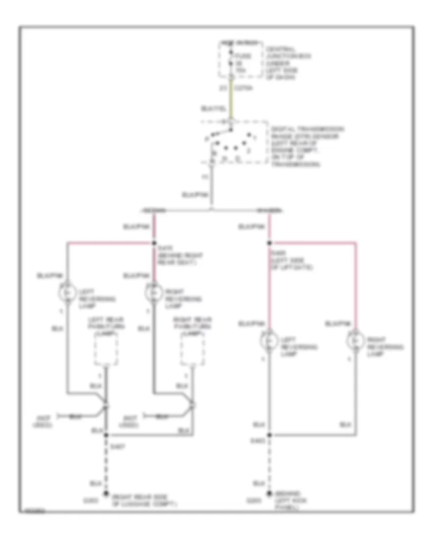 Back up Lamps Wiring Diagram for Ford Taurus SES 2002