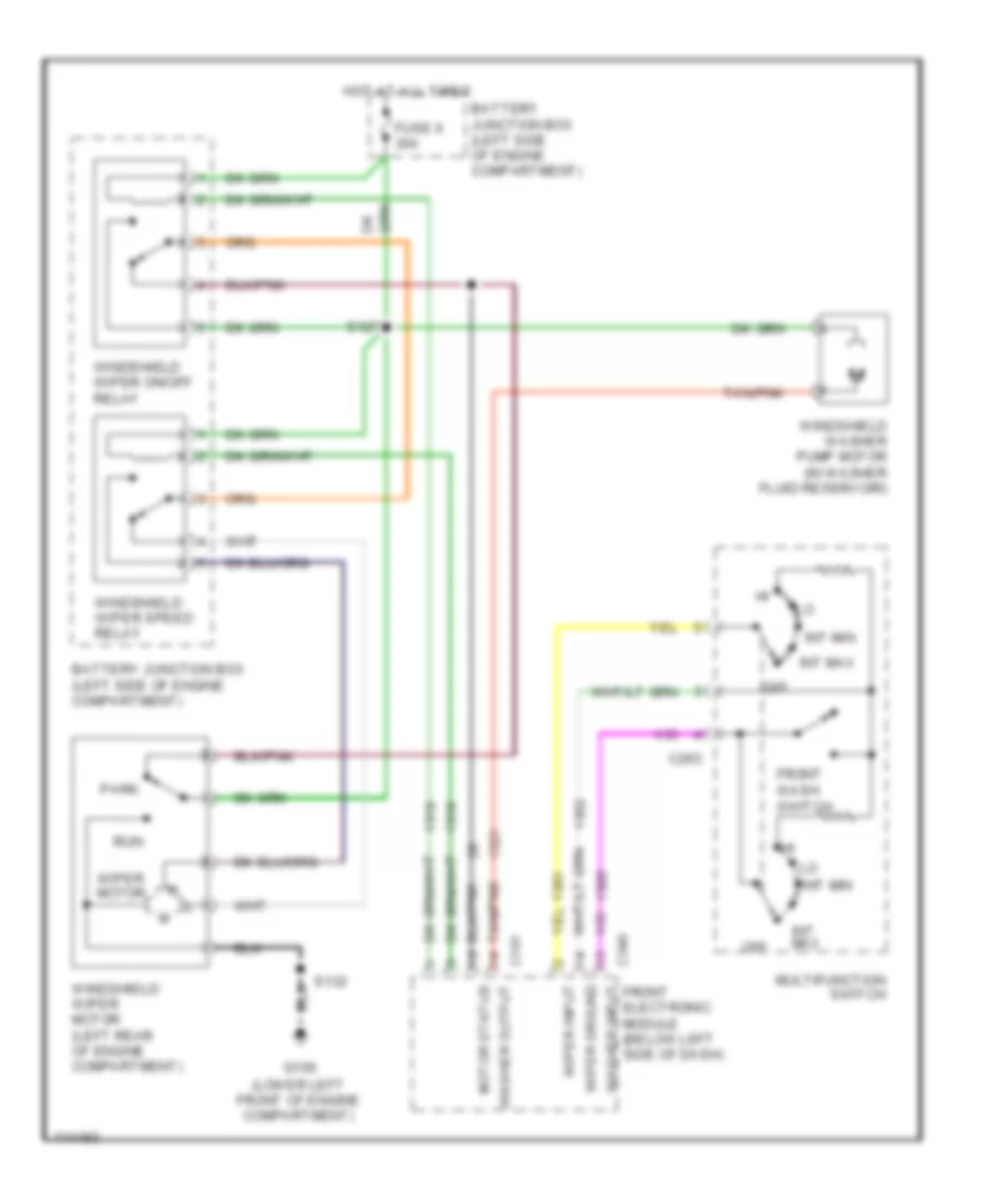 Электросхема передних стеклоочистителей дворников и омывателя лобового стекла для Ford Windstar SEL 2000