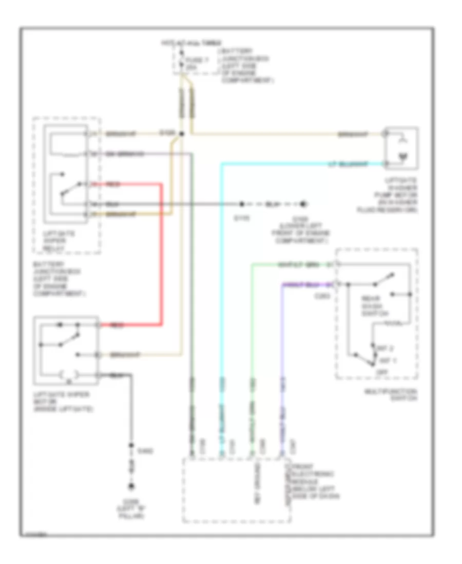 Электросхема заднего стеклоочистителя дворника и омывателя для Ford Windstar SEL 2000