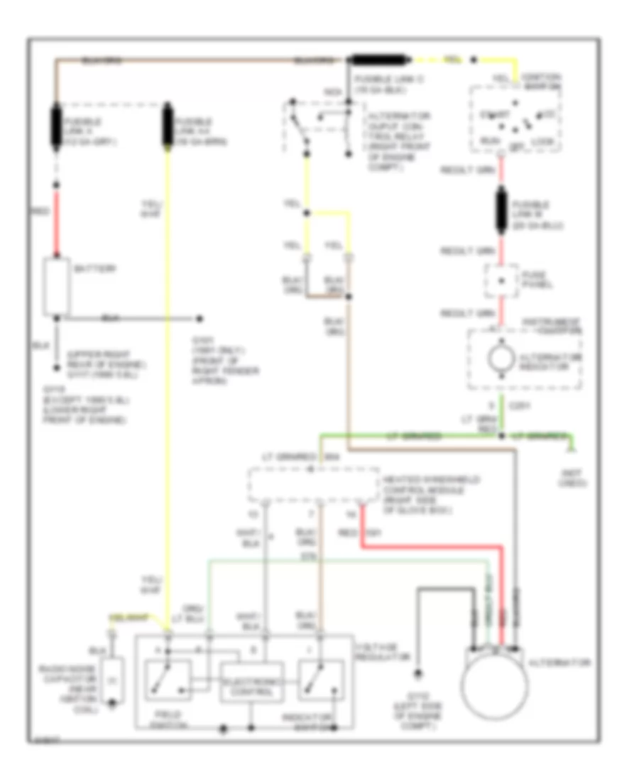 Charging Wiring Diagram, with Heated Windshield for Ford LTD Crown Victoria Country Squire 1990