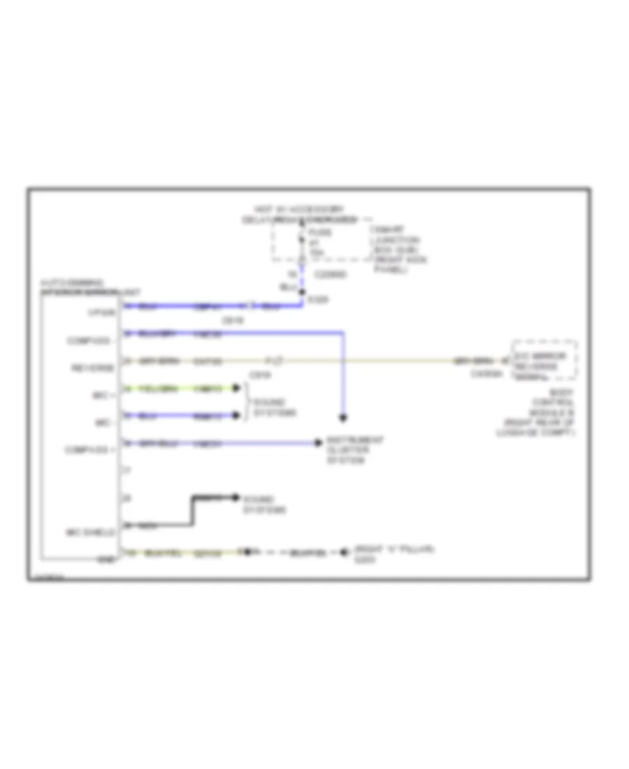 Electrochromic Mirror Wiring Diagram with Microphone for Ford Mustang Shelby GT500 2011