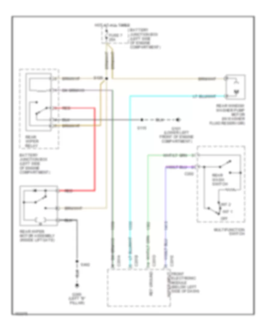 Rear WiperWasher Wiring Diagram for Ford Windstar Limited 2002