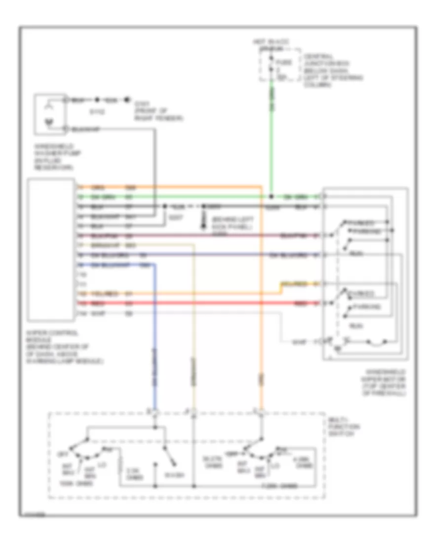 Электросхема стеклоочистителя, дворников и омывателя для Ford Crown Victoria Police Interceptor 1999